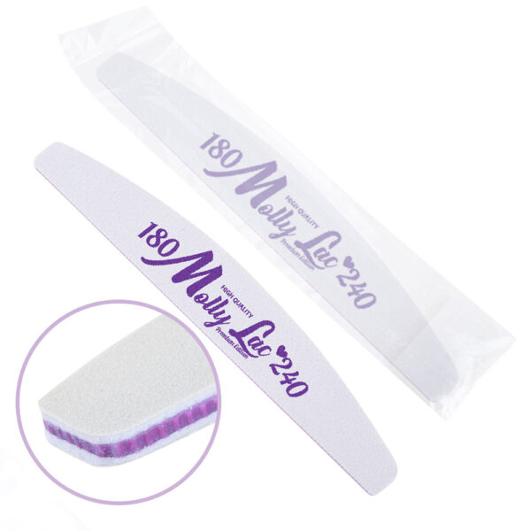 MollyLac Nagelvijl 180/240 'Boot' Paars Zwart 'Safe Pack'
